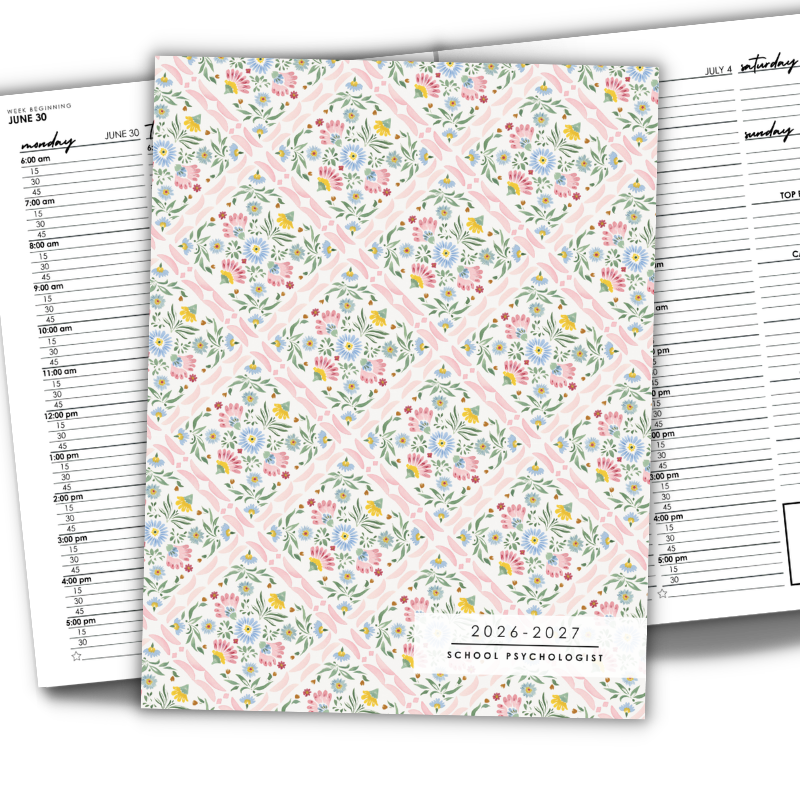 Pink Ribbon Trellis Floral planner cover