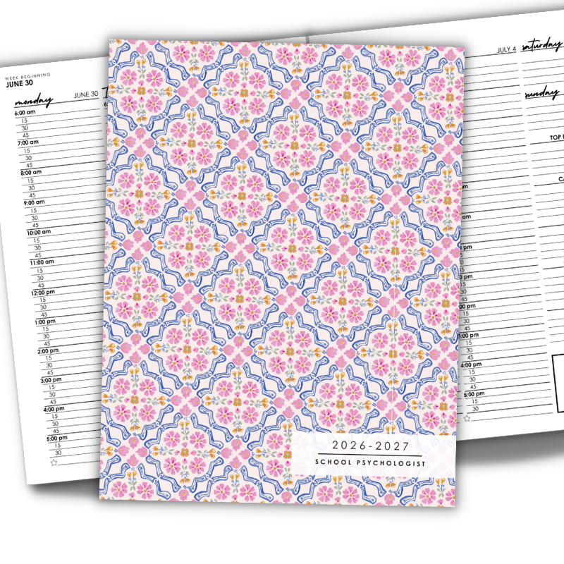 Pink Mosaic Bloom planner cover