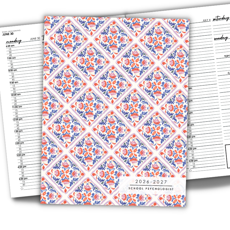 Coral & Blue Tile planner cover