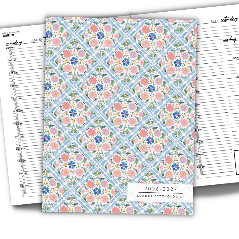 Blue Lattice Bouquet planner cover